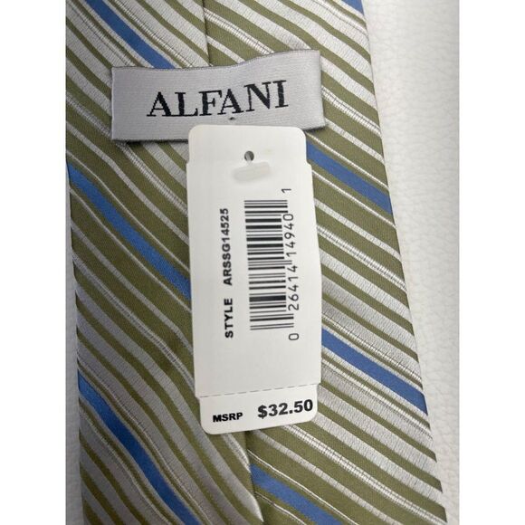 Alfani Green Blue Stripe 58” Silk Necktie NWT - Picture 4 of 5